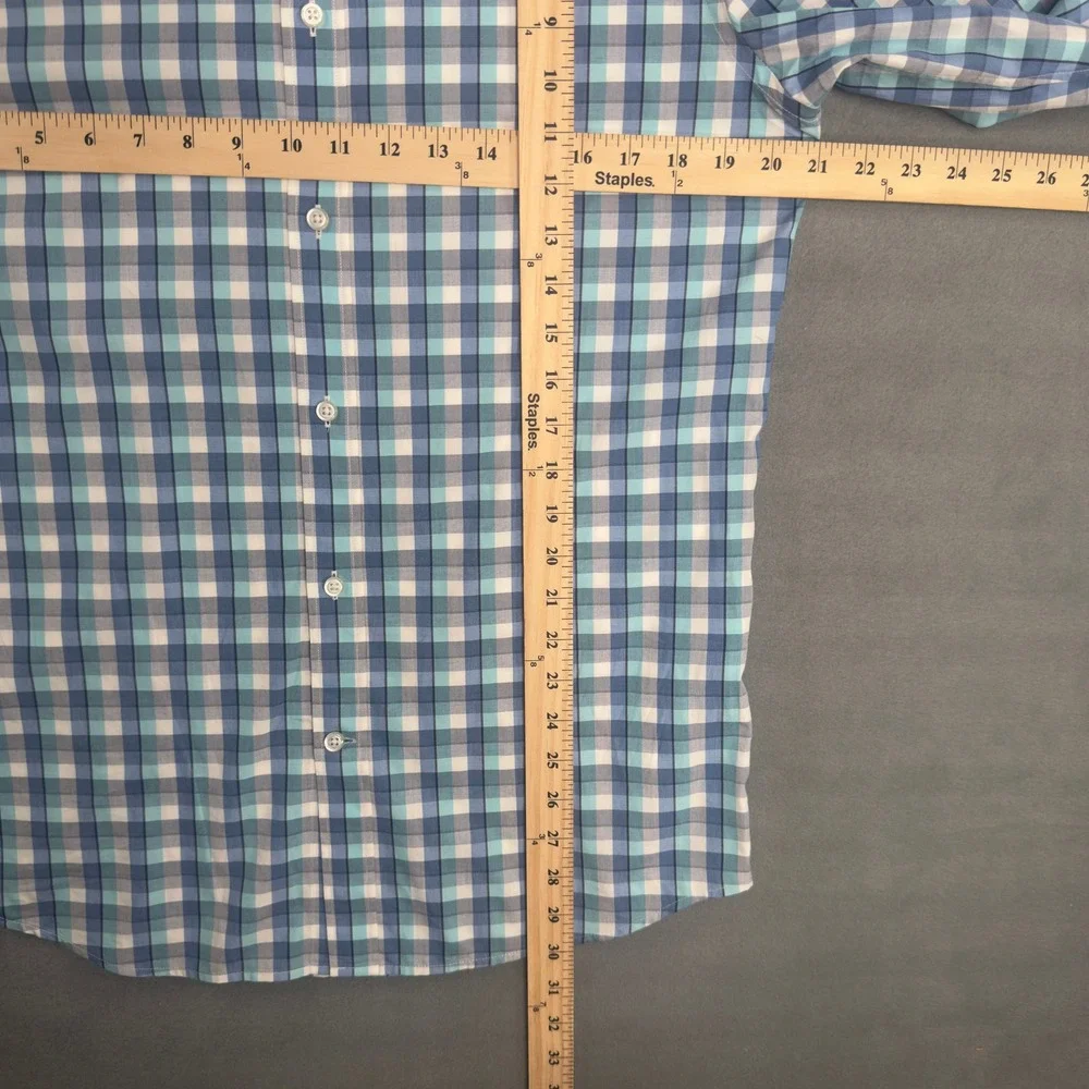 Banana Republic Grant Fit Blue Plaid Supima Cotton Shirt 274275-01 Mens M